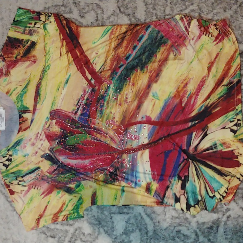 Rhinestone flower / butterfly shirt